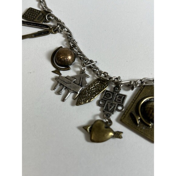 Silver Necklace Teacher Charms‎ Apple, Ruler, Pencil Calculator, globe, Book ect - Picture 2 of 9